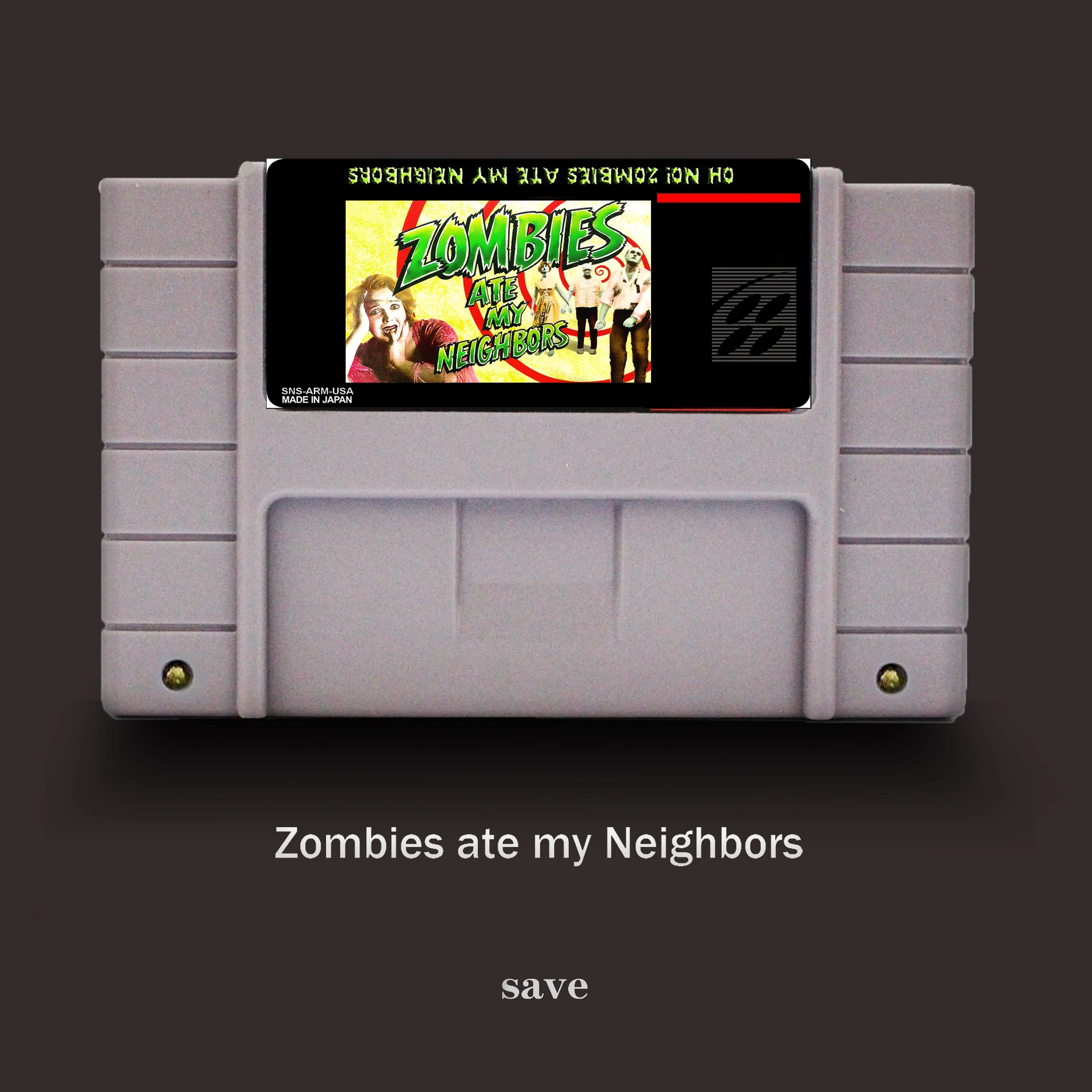 

Zombies Ate My Neighbours-16 bit For NTSC Game Player Big Gray Game Card