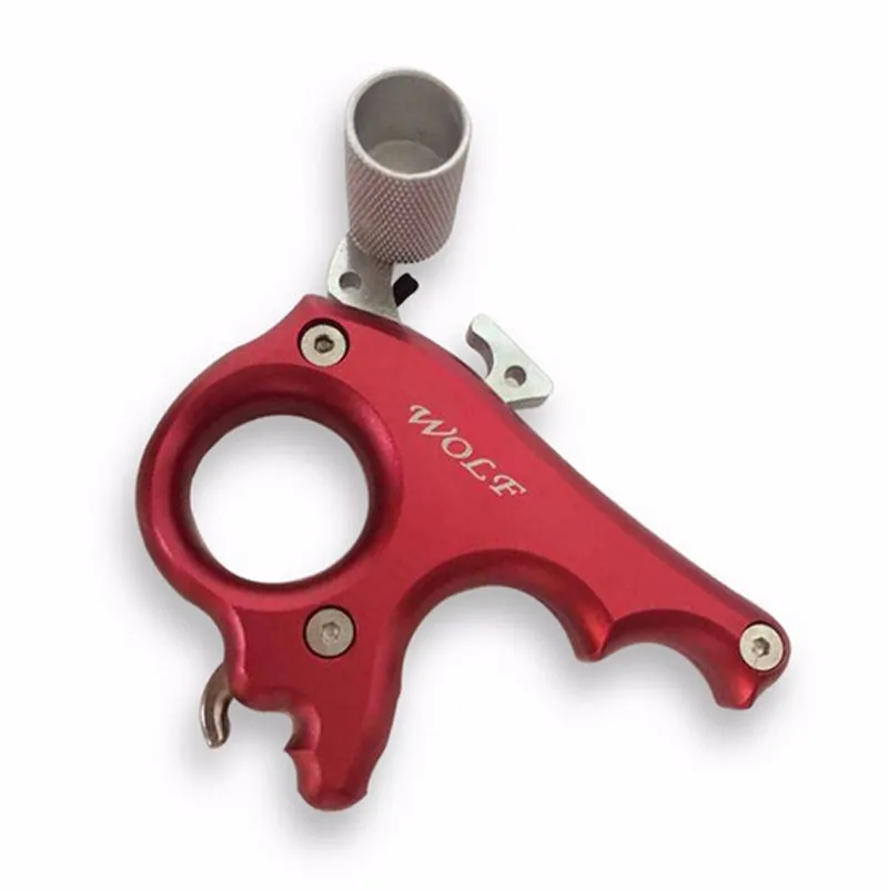 

Free Shipping WOLF 3 Fingers LX-2 Archery Caliper Release for Compound bow Hunting Wrist Clamp Type Hook Type Release Red Color