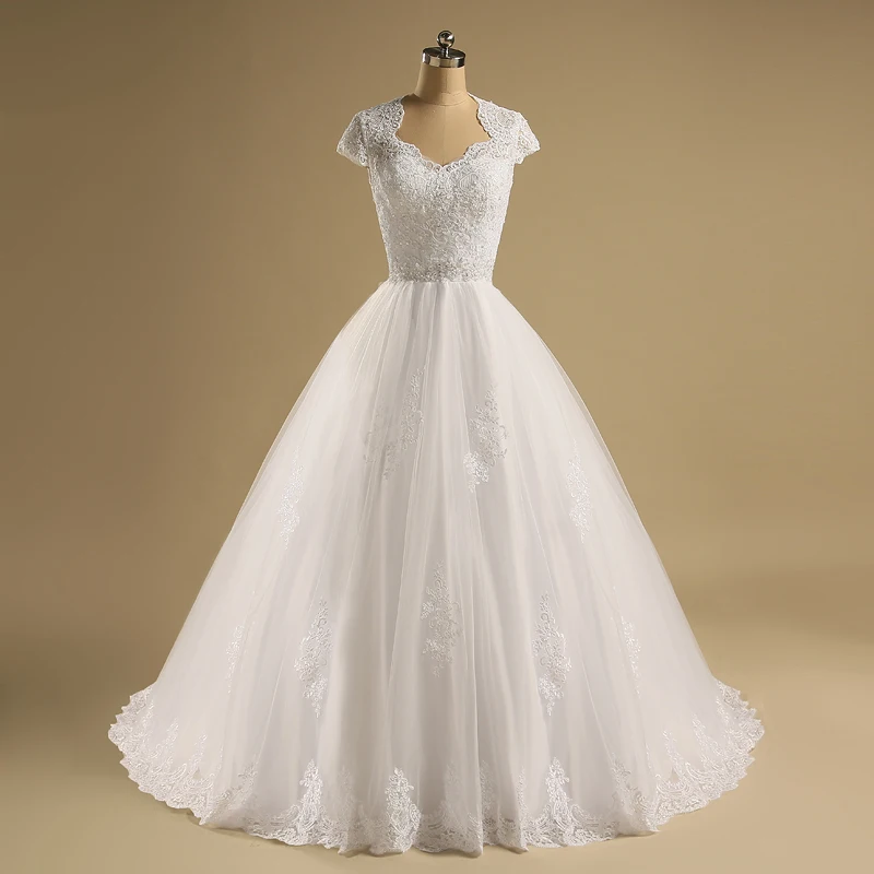 

QQ Lover 2019 Brazil Short Sleeve Vestido De Noiva Count Lace Wedding Dress Wedding Gown Bridal Gown
