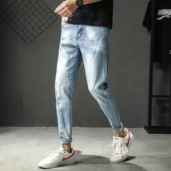 Весенние и летние Новые мужские джинсы однотонные тонкие мужские свободные прямые повседневные мужские джинсы