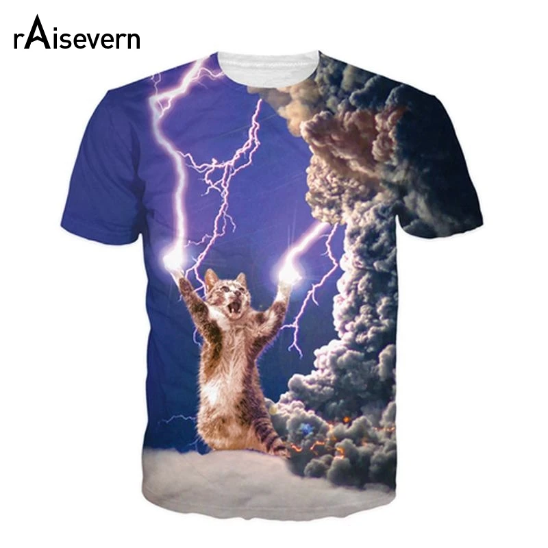 Raisevern Новый 3D Thundercat футболка бесстрашный Котенок Кошка играет с мигающими Lightning