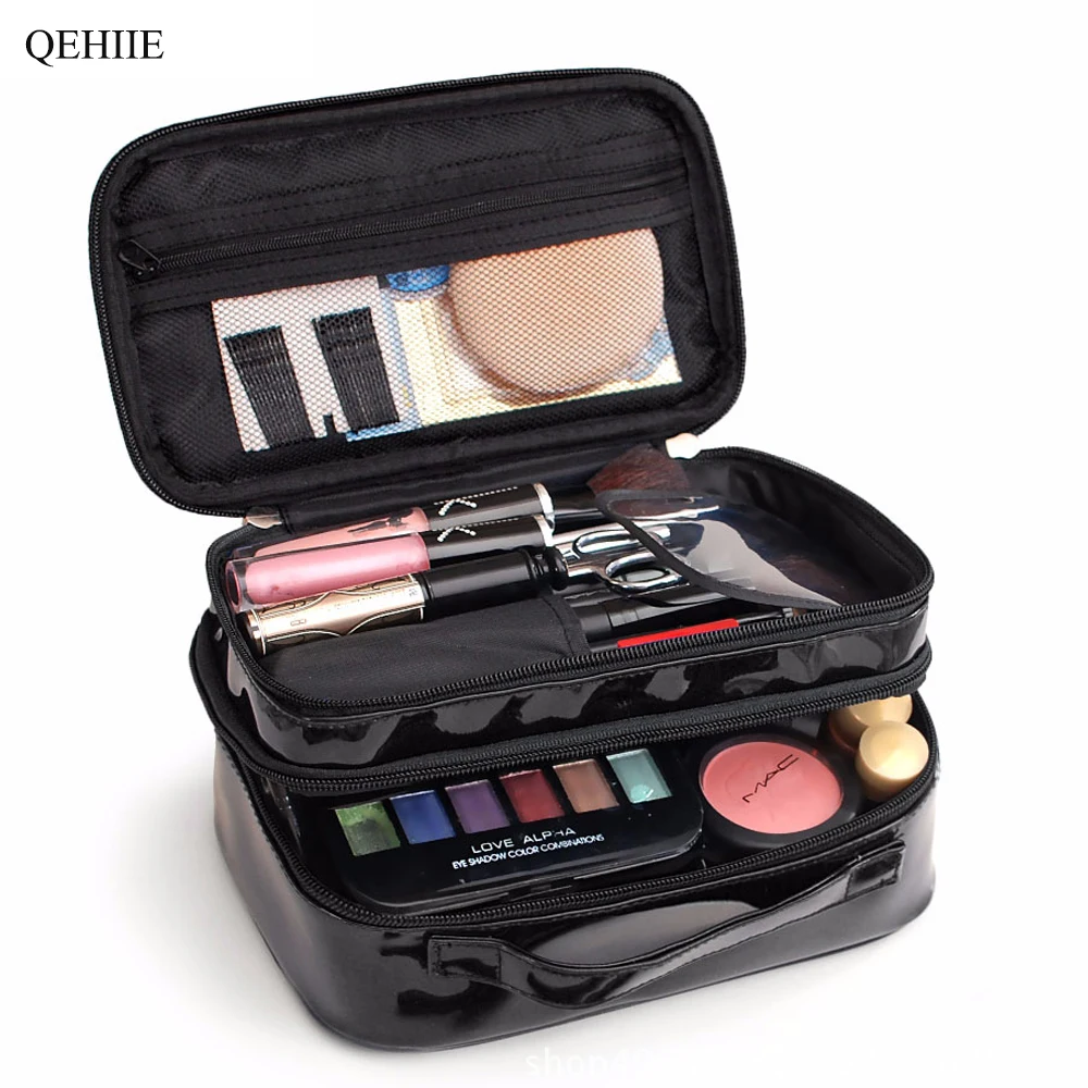 cosmetic case with makeup
