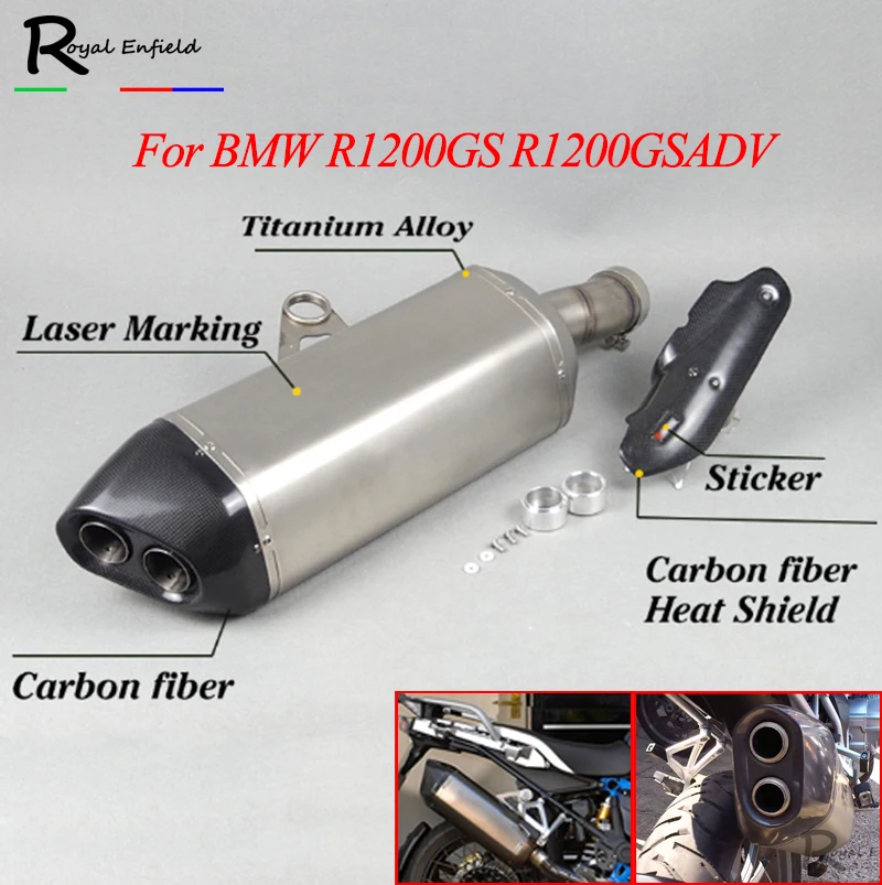 

Motorcyle exhaust muffler slip on hand made Titanium alloy muffler with DB killer and Laser marking For BMW R1200GS R1200GSADV