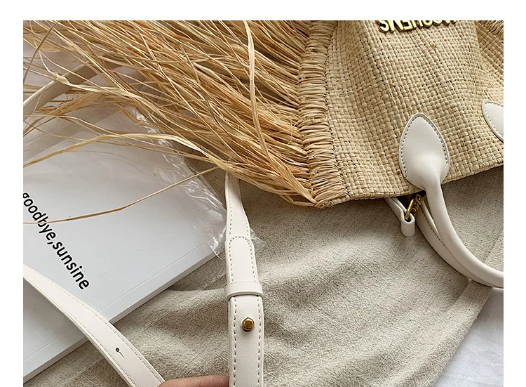 Casual Letter Printing Straw Women's Handbags Retro Fan-shaped Grass Shoulder Bags for Women Summer Wild Beach Bag Ladies Purses