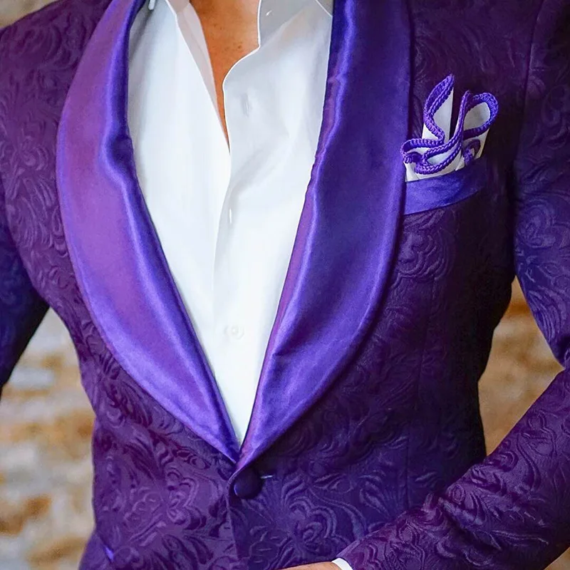 Pattern purple suit jacket mens 