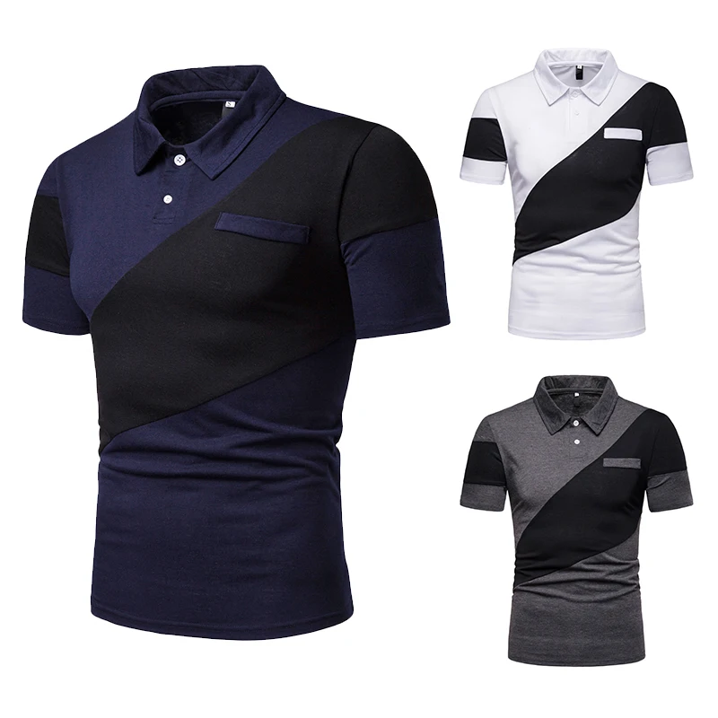 

Mens clothing 2019 new summer men's color matching loose large size POLOT shirt men clothes S-XXL