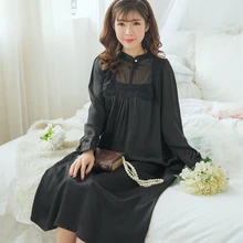Women Nightgown Silk Sleepwear Vintage Nightgown Elegant Ladies Dress Silk satin Dress High quality fabrics