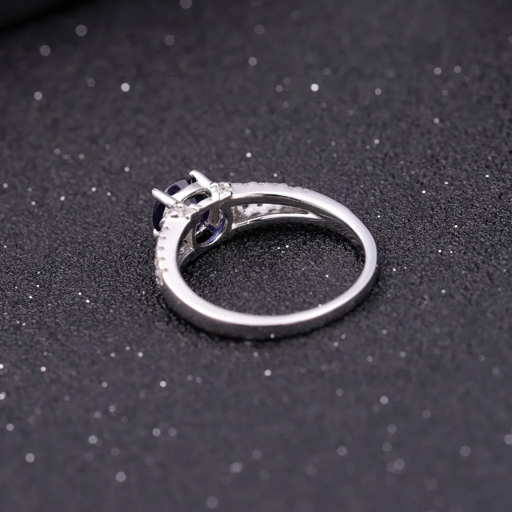 Женское балетное кольцо GEM'S круглое 1.31Ct натуральное синее сапфировое из
