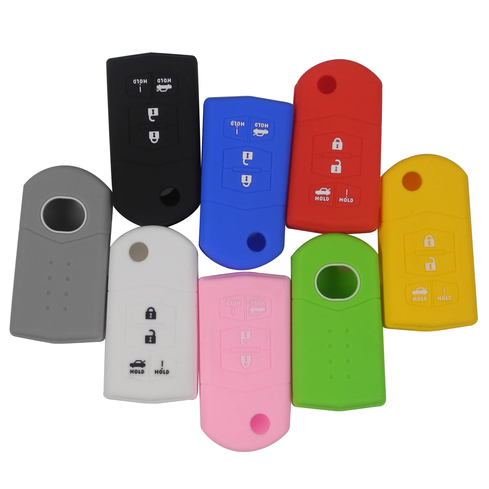 Keyforkess Silicone vibrazione chiave Fob caso della copertura per Mazda 3 5 6 CX-7 RX-8 Miata 4 pulsante telecomando pieghevole Fob proteggere il supporto -