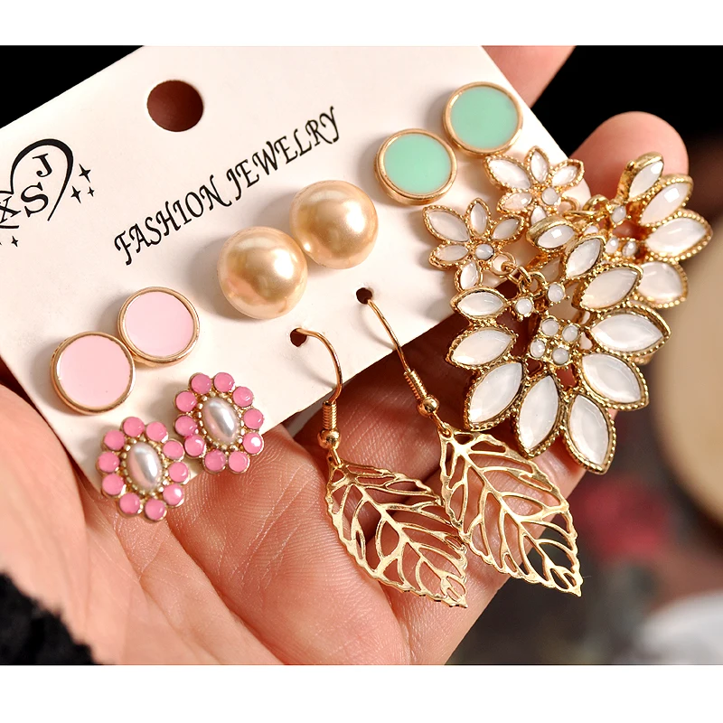 Новые модные женские аксессуары для девочек оптом вечерние серьги красивые mix and match 6 пар/компл. серьги Рождественские подарки