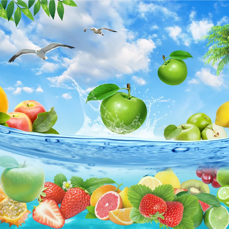 HD фруктовые морские свежие летние фото обои 3D настенная Фреска фруктовый магазин ресторан кухня фон Настенный декор Papel де Parede