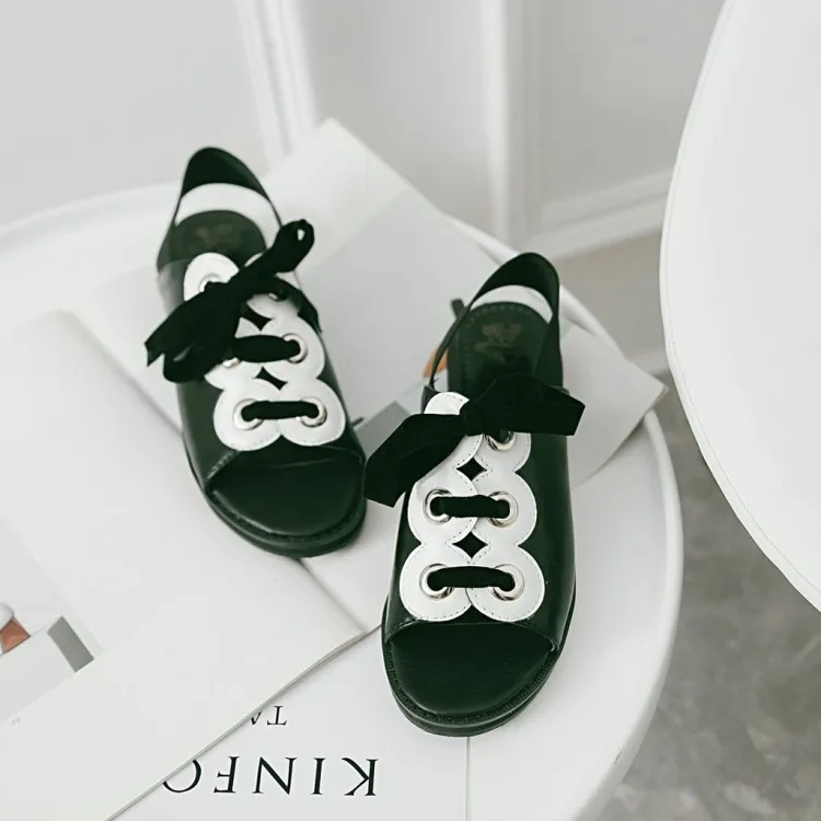 

Big Size 9 10 11-13 summer flat sandals ladies women shoes woman Matching color peep-toe lacing at the back