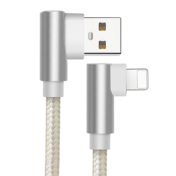 ACCEZZ usb зарядный кабель для передачи данных освещение для Apple iphone X 8 7 6 6S Plus XR XS MAX 5C 5 SE 90 градусов телефон зарядное устройство Шнур - Цвет: Серебристый