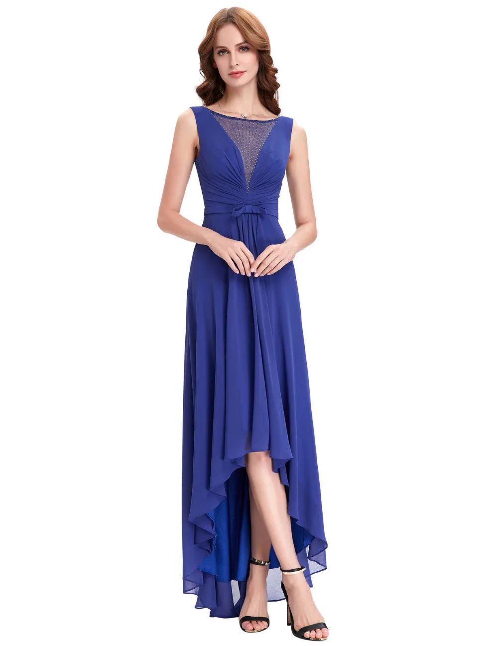 High Low Royal Blue Chiffon Short Front Long Back Bridesmaid Dress 3 High Low Royal Blue Chiffon Short Front Long Back Bridesmaid Dress 3
