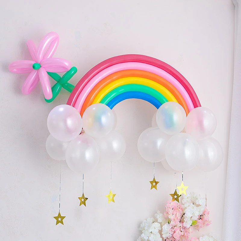 新しい100ピース ロットラテックスレインボーバルーン装飾結婚式結婚式キッズ誕生日パーティーの装飾用品diyマジック長い風船 風船 アクセサリー Aliexpress