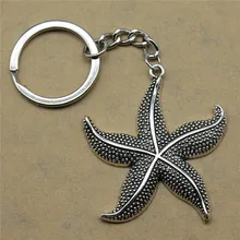 1 шт. брелок для автомобиля Морская звезда милые подарки для мужчин с днем рождения 50x43 мм Кулон античное серебро