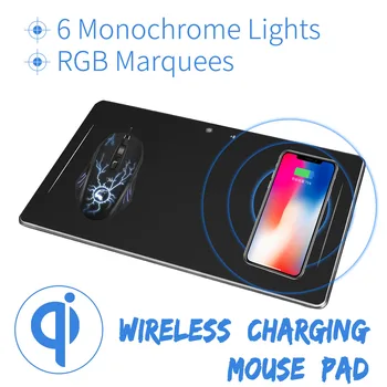 

10W QI Wireless Charging Gaming Mouse Pad LED RGB Colorful Large Mousepad Mouse Mice Mat Desk Pad For Gamer Mobile Phone