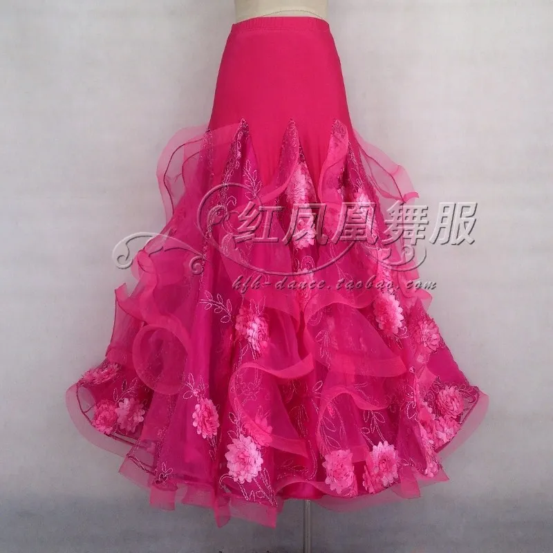 

New style Ballroom dance costumes sexy spandex flowers embroidery ballroom dance skirt for women ballroom dance skirts S-4XL
