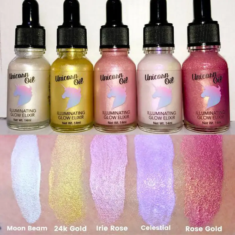 

Unicorn Oil Illuminating Glow Elixir Highlight 5 Colors To Choose Serum Shimmers