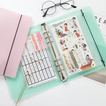 

New A5 Pink/Green/Transparent PVC Notebook Accessory Sheet Shell Office School Stationery Concise 6 Holes Binder Planner Cover