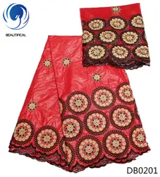 BEAUTIFICAL красный bazin Lace ткани с бисером горячая Распродажа Нигерия Базен riche getzner для свадьбы вышивка tiuss Базен DB02