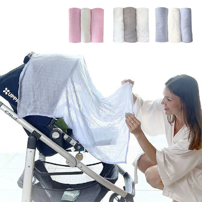 

3PCS/SET Baby Blanket Muslin Nursing Cover Cotton Soft Newborn Baby Bath Towel Swaddle Blankets MultiFunctions 80*80CM