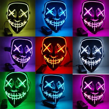 

Halloween LED Light Up Mask Many Options Party Cosplay Masks The Purge Election Year Funny Masks Glow In Dark Or Horror