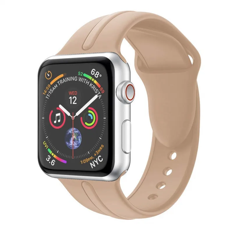 Спортивный ремешок для Apple Watch Series 4 44 мм 40 мм пояс, мягкие силиконовые спортивный ремешок замена наручные браслет для iWatch ремешки