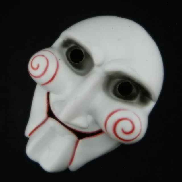 Movie Saw Same Paragraph Weird Red Swirl Cheeks White Face Murderer Mask Halloween Stage Performance Haunted House Masquerade Mask