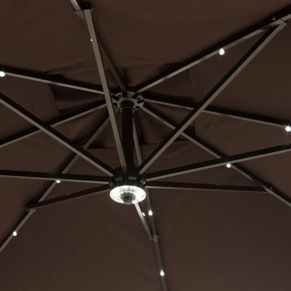 Abba Patio 8 Ft Square Outdoor Solar Powered 32 Led Cantilever Crank Lift Patio Umbrella With Base Coffee Umbrella Coat Umbrella Kidumbrella Blue Aliexpress
