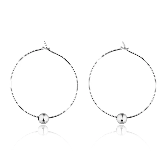 European Vintage Silver Gold Color Bead Endless Circle Earrings European Vintage Silver Gold Color Bead Endless Circle Earrings Handmade Simple Hoop Earring For Women