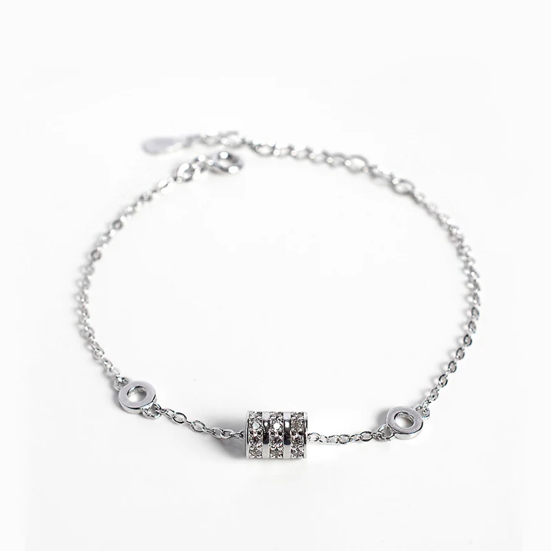 

La MaxZa 925 Sterling Silver Jewelry Circle Bracelets For Women Chain Trendy Fashion Girls Silver 925 Bracelet Woman Simple