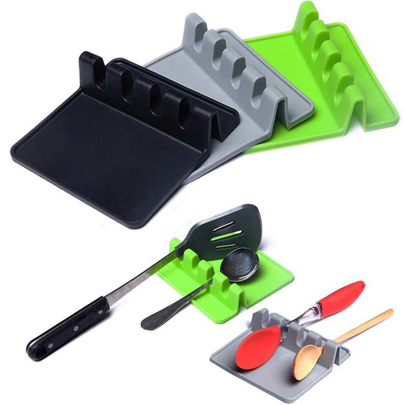 

1Pcs Silicone Spoon Insulation Mat Spatula Shovel Pad Spoon Rest Lid Holder Tableware Storage Rack Cookware Organizer Placemat