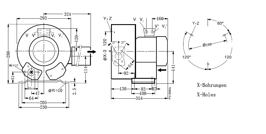 2RB320-7HH36 1.3KW/1.5KW двухступенчатый боковой канал вакуумный насос для CB crouter машина рыба креветки пруд земледелие