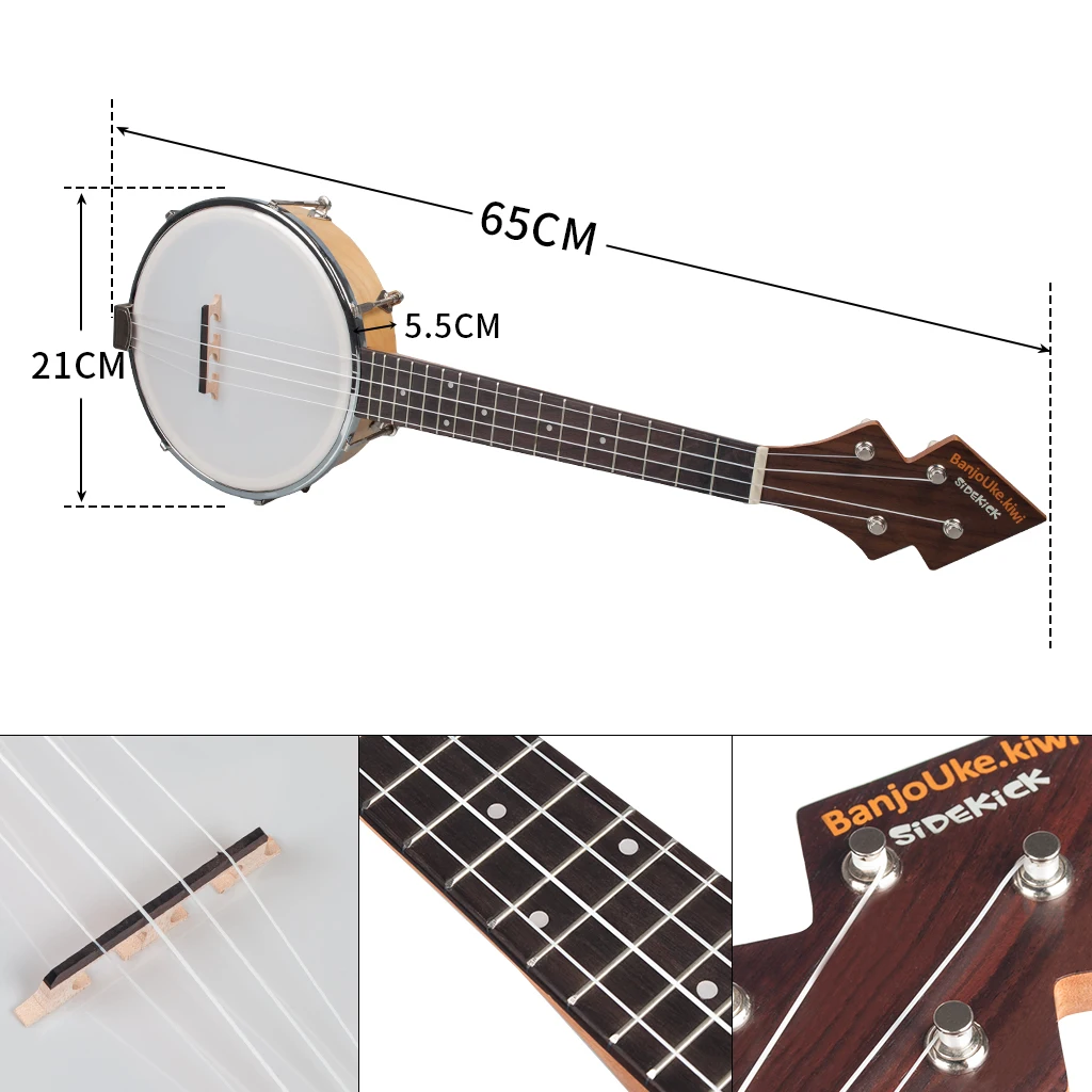 BanjoUke SideKick Tenor Banjolele W/Gig Bag+ тюнер+ ремень BANJOUKE KIWI 26 дюймов белый цвет