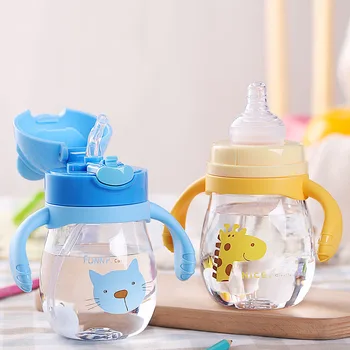 

320ml Tritan Baby Feeding Cup Hot-Sale High Quality Leak-Proof Durable Sippy Cup with Straw and Non-slip Handle with 2 Lids