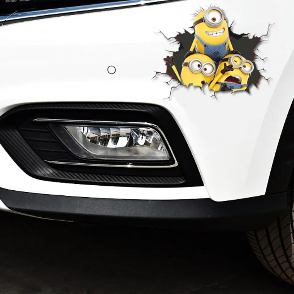 

New 3D Little Yellow Man Creative Car Cartoon Sticker Body Scratch Blocking Waterproof Sunscreen Car Styling Decoration