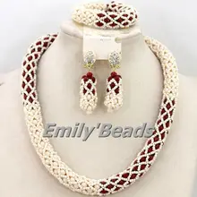 2015 Colorful Nigerian Wedding Crystal Jewelry Set African Beads Necklace Bridal Jewelry Set Gift Set Free Shipping AEJ888
