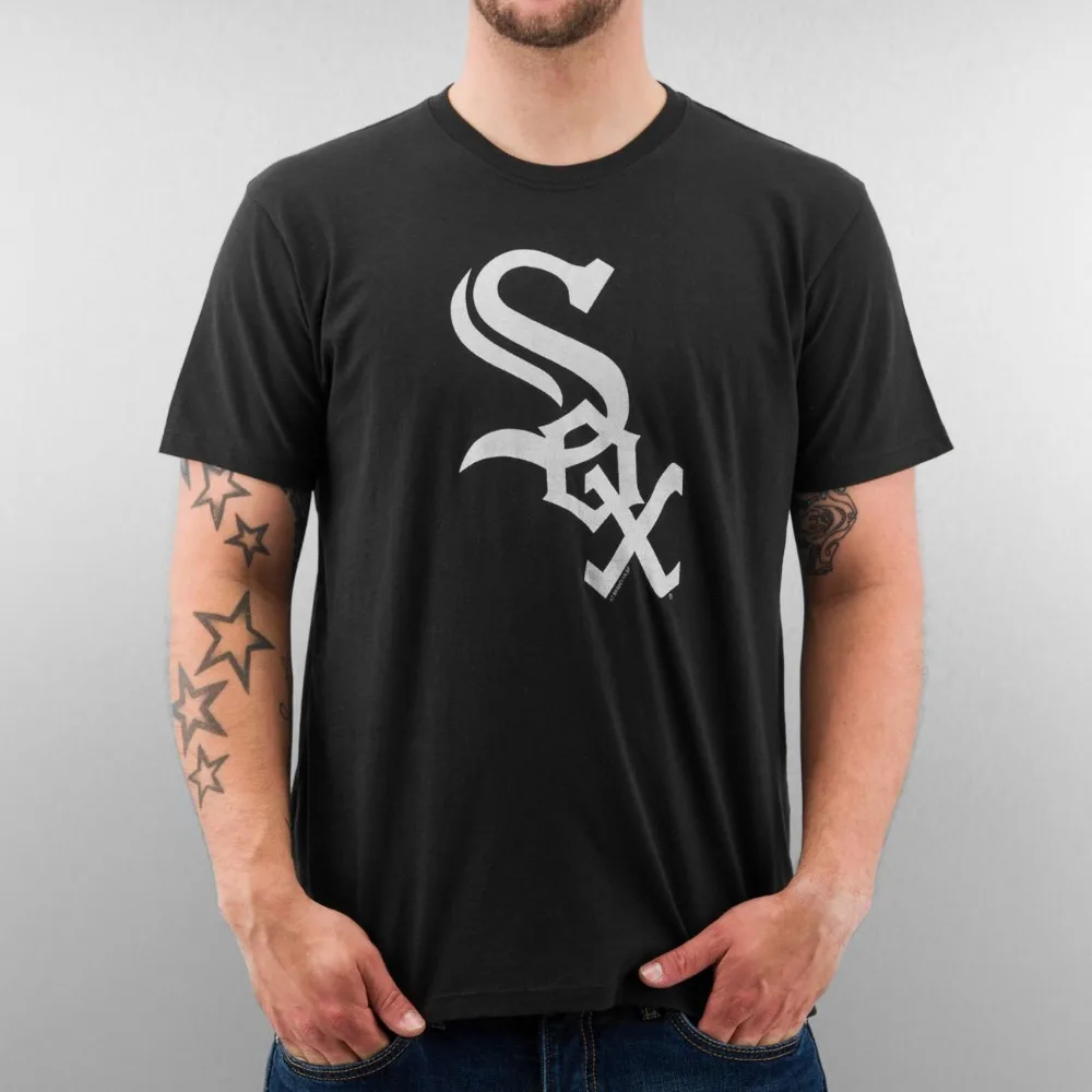 

mens t shirts fashion 2014 Brand Pitchback Silver Chicago White Sox in zwart 100% Cotton Short Sleeve t shirts tee shirts