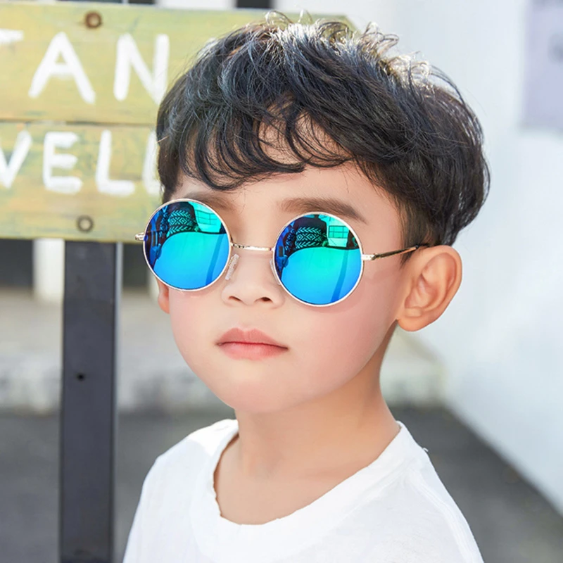 Gafas de sol para niños y niñas, lentes de sol UV400 de calidad, retro, a moda, redondas, con montura de metal y acrílicas, novedad de 2020|Gafas de sol de niño| -