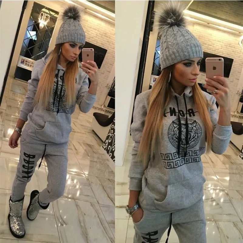 New sport suit women tracksuits tiger pattern letter print hoodies sweatshirt set tracksuit clothing sportswear set high quality.