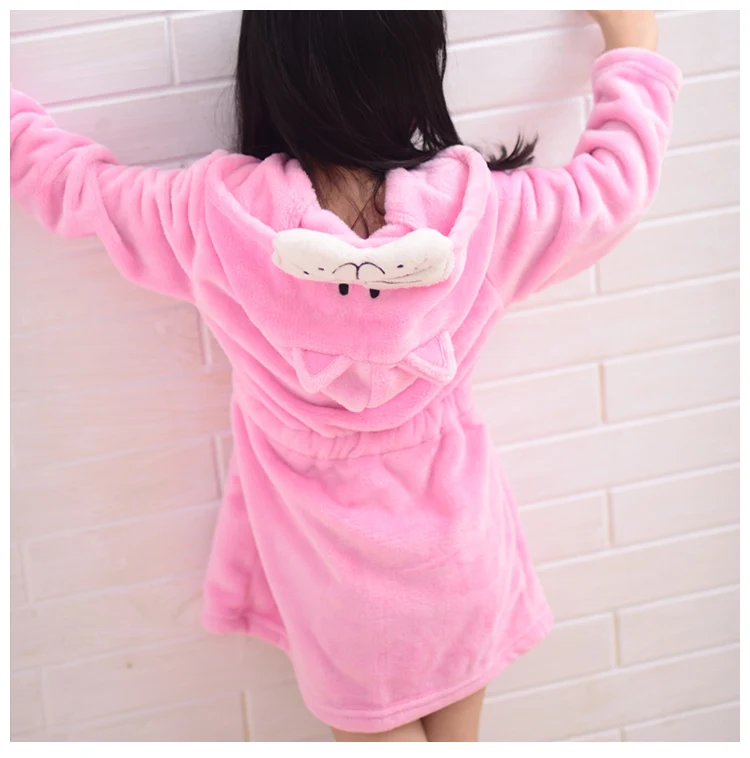 Children's Bathrobe For Boys Girls Flannel Robes Pajamas Baby Cartoon Hooded Kids Soft Bath Robe Home Wear Toddler Clothes 2-8T