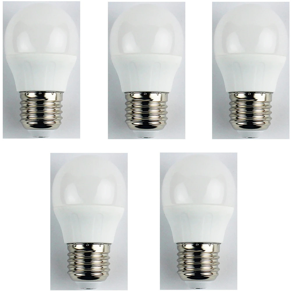 5PCS 4W E27 LED Globe Bulbs G45 6 Leds SMD 3528 Cold White 325lm 6400K