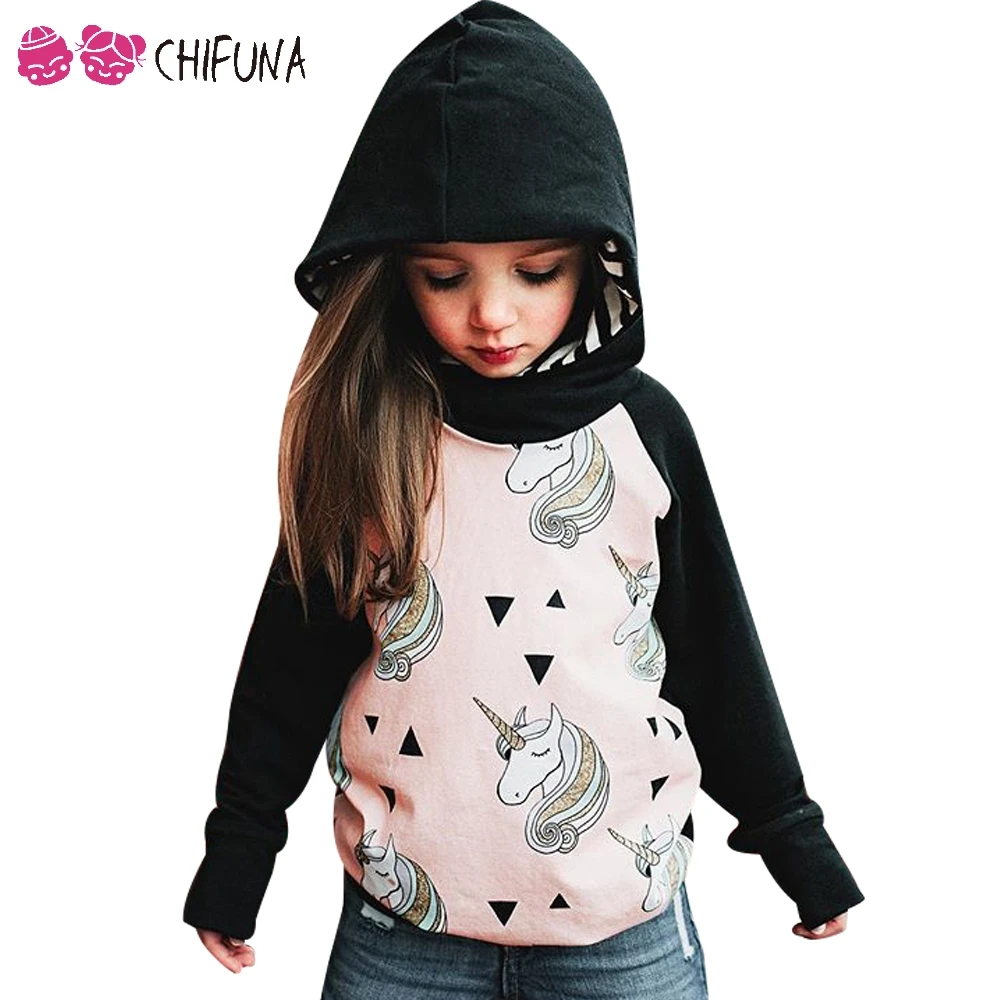 

chifuna New Baby Boys Girls unicorn Tops Outwear Cotton Pink Long Sleeve Sweatshirt Print Baby Striped Hoodies kids Clothes