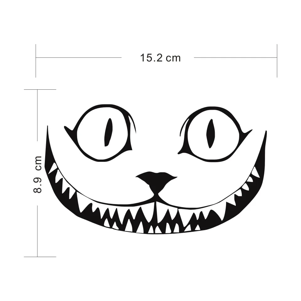 Stickers Car 15.28.9CM Cat Growl Smile Face Halloween Horror Vinyl Car Sticker Window Decoration Decal BlackSilverLaser (4)