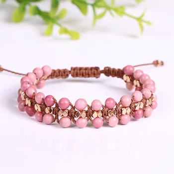 

Unique Gold Color Beads Natural Stone Wrap Bracelets Wholesale Bohemia Handmade Braided Bracelet For Women Boho Jewelry Dropship