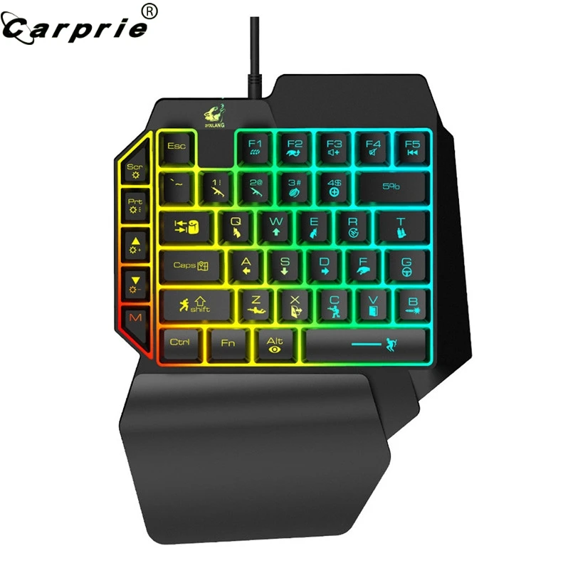 CAPRPIE T15 Pro проводная игровая клавиатура с светодиодный подсветкой 39 клавиш Одноручная мембранная клавиатура для ноутбука телефона 907