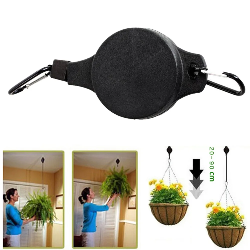 Retractable Pulley Hanging Basket Pull Down Hanger to 20cm 90cm Garden
