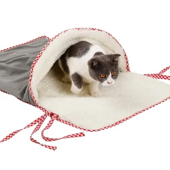 

Cat House Winter Warm Cat Bed Soft Sleeping Bag Interactive Crinkle Paper Tunnel Cat Mat Bed Kennel House Nest for Dog Cats