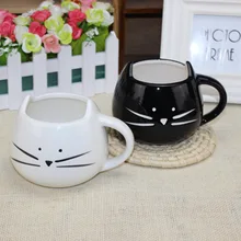 

1Pcs smiling face cute cat animal couple Milk Mug 400ml ceramic creative coffee porcelain cup Nice gift